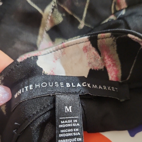 White House Black Market Black and Pink Floral Top - Picture 2 of 8